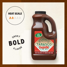 TABASCO® Brand Chipotle Pepper Sauce, Medium Hot Sauce, Bulk Plastic Jug, Smoky & Smooth, Perfect for Large Recipes, Great for Marinating or Grilling Meats & More, 64 Fl Oz (Pack of 1)