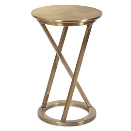 Kate and Laurel Aja Round Metal Side Table with Geometric Slanted Legs and Vintage Finish, 15x15x23, Gold