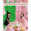 2 Pack Pink and Green Glitter Foil Curtain Backdrop Streamers,