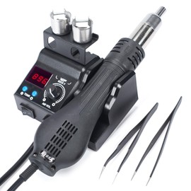 WEP 8858-V Hot Air Rework Station Kit with Compact Size, Integrated Nozzle Holder, 3 Nozzles, 2 Tweezers, Adjustable Temperature& Air Volume, PID Program, °C/°F Conversion and More