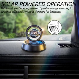 Solar Powered Rotating Planet Car Air Freshener - 2025 New Aromatic Diffuser for Car Interior Dashboard, Unique Decoration and Gift for Men and Women (Black, Osmanthus & Gulong)