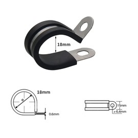 Pipe Clamps 18mm Stainless Steel, Rubber Lined P Clips Metal Conduit Cable Clamp Set Plumbing Hose Clamps Pack of 10 Pipe Clip Black