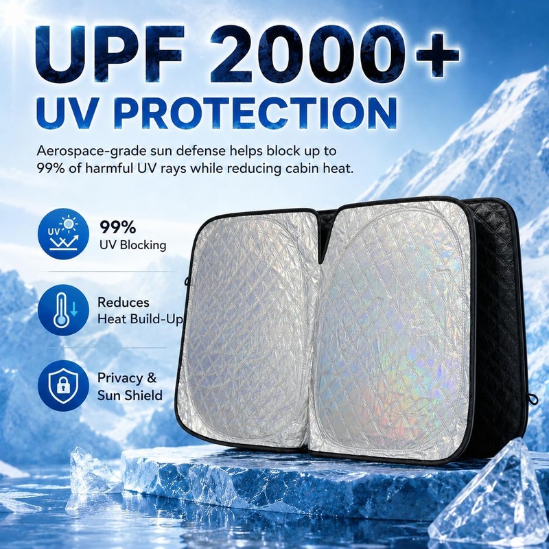 auvstar Parasol para Coche ZYD Plegable 145x83cm Plateado