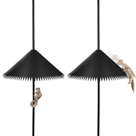 Squirrel Baffle for Bird Feeder Pole, 19" Black Pricked Edge 2025 Outdoor Pole Mount Bird Food Guard Squirrel Stopper for Shepherd Hook, 2 Pack