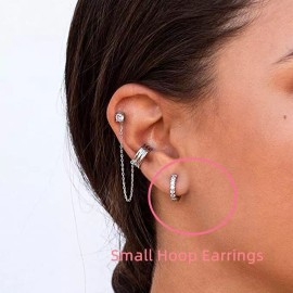 Small Hoop Earring Silver Plated Cubic Huggie Earrings For Women Girls Gift USA