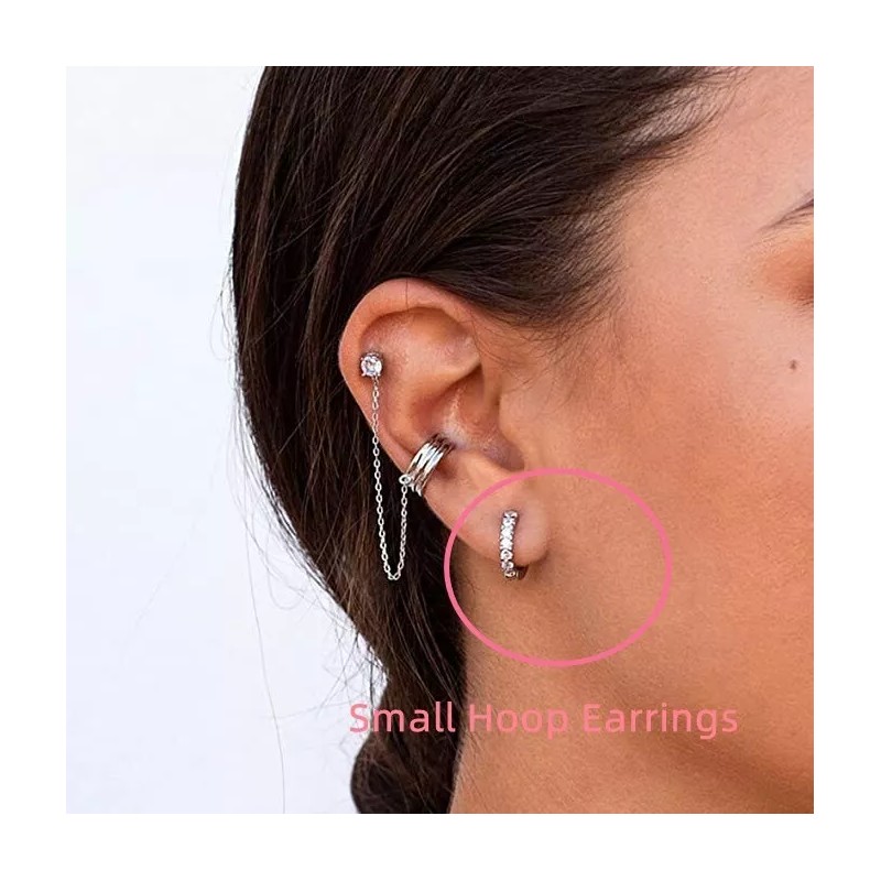 Small Hoop Earring Silver Plated Cubic Huggie Earrings For Women