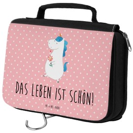 Mr. & Mrs. Panda Unicorn Walk Toiletry Bag, red, Hand Drawn