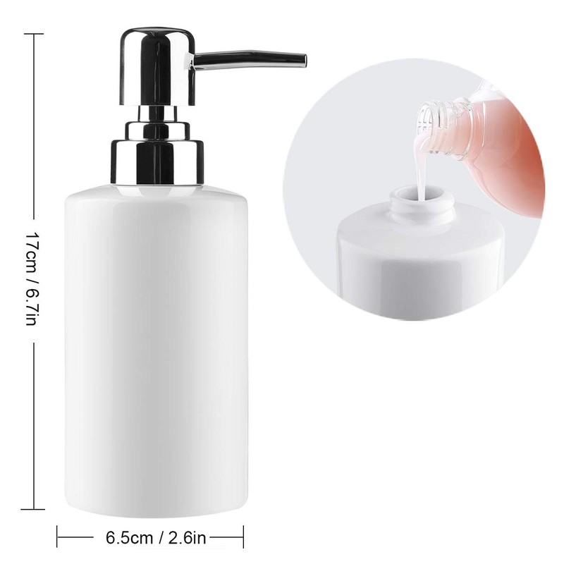 FE Soap Dispenser, 300ml/10oz Ceramic Liquid Soap Pump Dispenser, Refillable