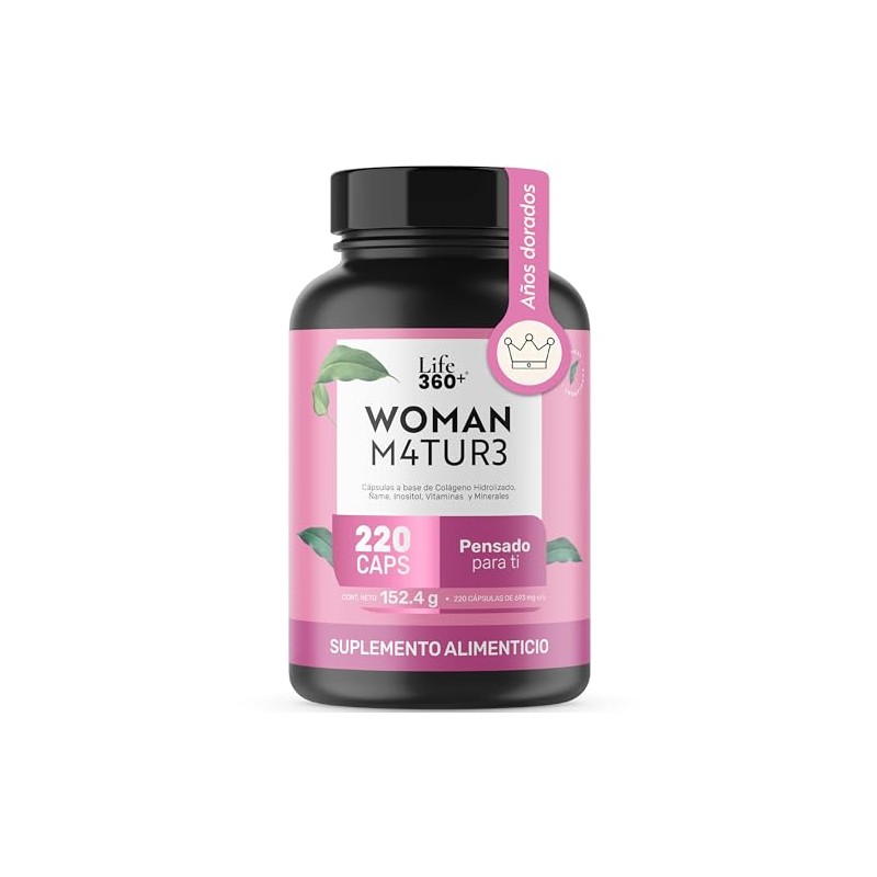 Life 360 Multivitamínico Colágeno Inositol Calcio Vitamina B12 220 Cápsulas