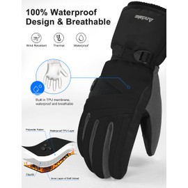 Andake Touchscreen wählbar | warm wasserdicht Winddicht rutschfest atmungsaktiv | Handschuhe Skihandschuhe Winterhandschuhe Thermohandschuhe Damen Frauen, Weiß+Touchscreen, M