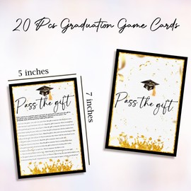 Graduation Party Games 2025 - Pass The Gift - 20 Pcs Graduation Game Cards For Graduation Party High School College Senior School Graduation Party Decorations And Supplies - A05