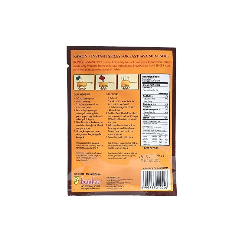 bamboe - RAWON - INSTANT SPICES FOR EAST JAVA MEAT