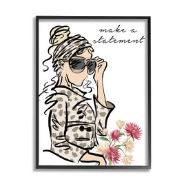 Stupell Industries Make A Statement Expression Fashionista Spring Florals, Designed by Elizabeth Medley Black Framed Wall Art, 24 x 30, Tan