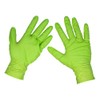Sealey Hi-Vis Green Diamond Grip Extra-Thick Nitrile Powder-Free Gloves, Large,