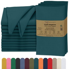 Ruvanti Cloth Napkins Set of 12, 18x18 Inches, Napkins Cloth Washable, Soft & 100% Cotton Napkins, Perfect for Wedding, Christmas Napkins, ‎Thanksgiving, Dinner Napkins - Deep Teal