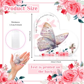 Christian Gifts for Women Religious Gifts Butterflies Inspirational Gifts with Bible Verse Prayers Desk Decor Acrylic Heart Shaped Keepsake Birthday Christmas Gifts Friendship Gifts for Women