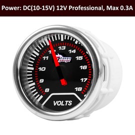 ETOPARS Universal Car Voltage Display 2 Inch 52 mm Car Voltage Meter Meter Voltmeter Pointer Display Voltage White Light Indicator Instrument Smoke Tint Len