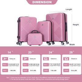 4 Piece Luggage Sets Travel Suitcase, Large Capacity Lightweight Luggage Sets with TSA Lock & Spinner Wheels, Clearance Carry On Luggage Suitcase Set