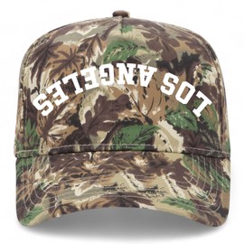Los Angeles Upside Down Reversed Vintage Trucker Hat | Premium Snapback Baseball Hat for Men & Women (US, Alpha, One Size, Camo)