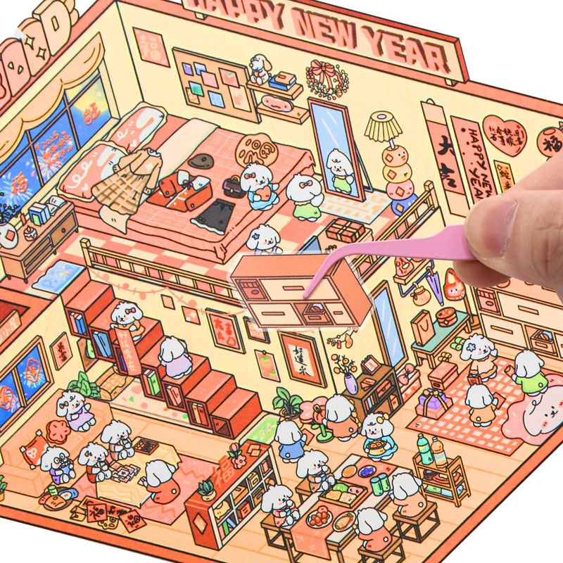 4 Set Wedding Theme 3D Sticker Scene 3D House Stickers