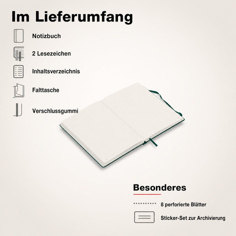 LEUCHTTURM1917 367255 Notebook Medium (A5), Hardcover, 251 Numbered Pages, Forest