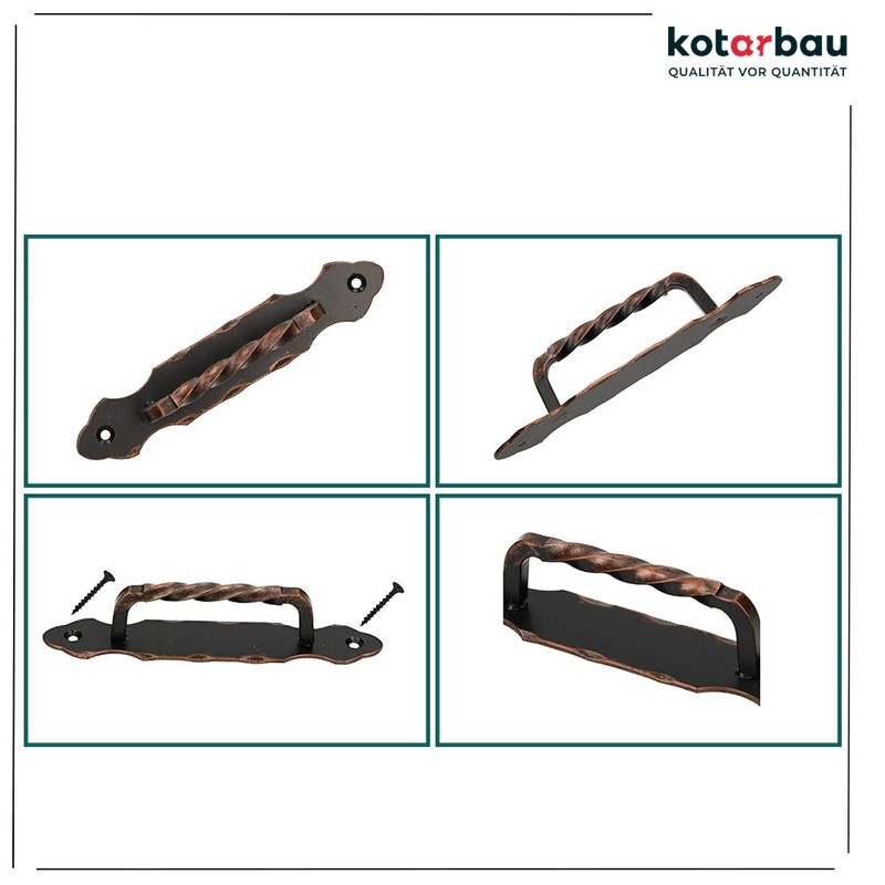 KOTARBAU® Door Handle 190 mm Wrought Iron Door Handle Black