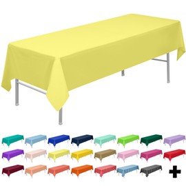 PARTY ULYJA Light Yellow Tablecloths Plastic 3-Pack Premium 54 Inches x 108 Inches Disposable Table Covers Decorative Table Cloths for Rectangle Tables