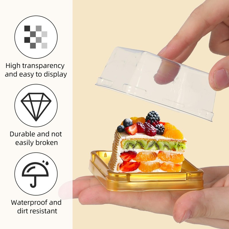 NIYANGLE 50 Pcs 3 Inch Mini Cake Box, Clear Plastic