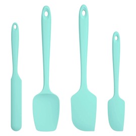 MJDFS Silicone Spatula Set Kitchen Utensils Non-Stick for Cooking, Baking and Mixing, Heat Resistant Dishwasher Safe, Teal Set of 4