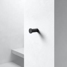 Keuco Towel Hooks Metal Black Matte Powder Coated Round Bathroom Guest Toilet Wall Hooks for Towels and Bathrobes Plan Black Selection
