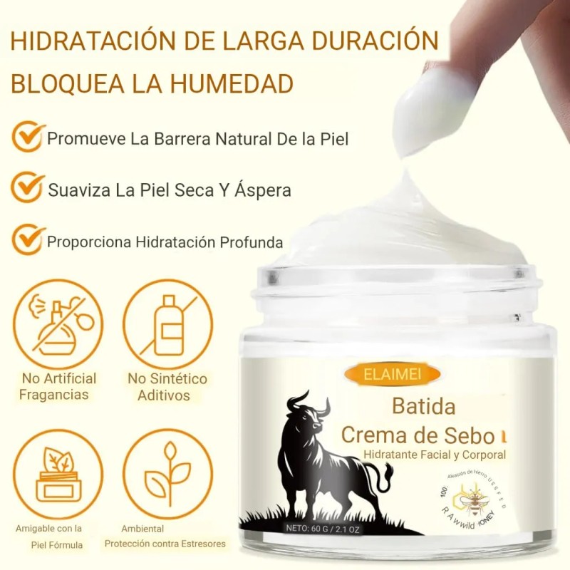 Crema Sebo De Res + Cera Abeja Piel Seca Madura