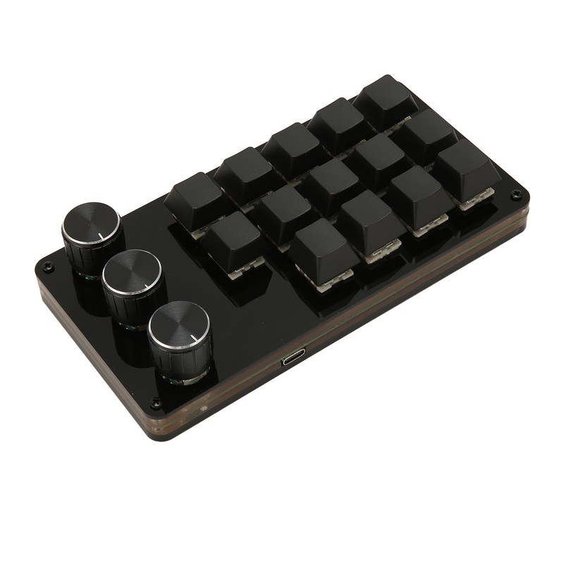 Mini Custom Keypad 14 Keys 3 Knobs Programmable Blue Switch