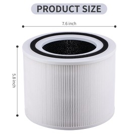 2 Pack Air Purifier replacement filter for Levoit Core 300 and Core 300S VortexAir Air Purifier, H13 true hepa filter Core 300-RF White