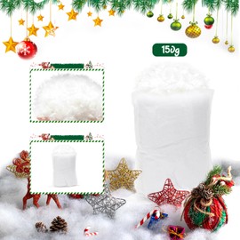 RANJIMA Christmas Artificial Snow Decoration, Cotton Wool Snow 150 g, Cotton Wool Decoration, Christmas Artificial Snow Blanket, Fibre, Fluffy Snow Fake Indoor Decorative Snow for Christmas Tree,