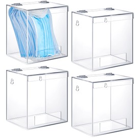 Kathfly 4 Pcs Acrylic Dispenser Wall Mount 6.9 x 6.7 x 5 Inch Beard Net Hair Net Holder Clear Acrylic Holder for Shoe Cover Glove