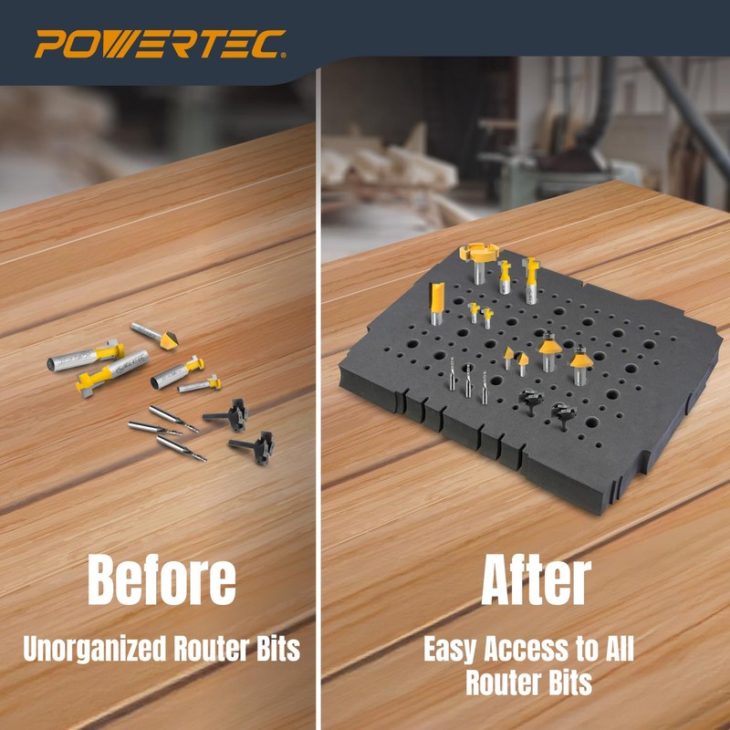 POWERTEC Router Bit Storage, Drill Bit Organizer Tray for Festool