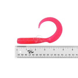 12pcs Pink 8" (with Tail Extended) Curly Single Tail Perch Grub Lure 5 inch Scampi Soft Bait