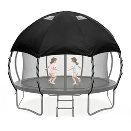 Trampoline Cover 12FT Waterproof Heavy Duty – All-Weather Outdoor Dome Tent with Clear PVC Skylight, Support Poles, Fits Round Trampolines as Trampoline Tent Cover