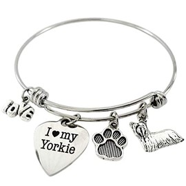I Love My Yorkie Bracelet Yorkshire Terrier Charm Bangle for Dog Mom Pet Jewelry
