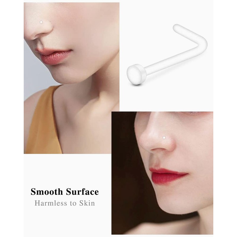 ZAMXHUG 20G Plastic Nose Stud Hide Piercing for School, 7