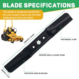 942-05056A Lawn Mower Medium Lift Blades 54" Deck, Fit for Cub Cad RZT-L54 XT1 XT2, Troy-Bilt Lawn Tractor Mower, Exact Replacement for OEM 942-05056 742-05056 742-05056A Models Mower Blades - 3 Pcs