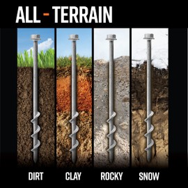 GROUNDGRABBA Ground Anchor Screw Kit - 2X 1 Ft Ground Anchors Heavy Duty for High Winds | Ground Anchor Kit for Swing Sets | Screw in Anchor for Pop-Up Canopy, Tents and More