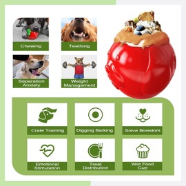 TLKNG Dog Chew Strawberry Toy - Puppy Stuffable Freezable Toy - Filling Capabilities for Extended Play Time& Treat Food Dispensing Ball - Erichment Toys - Durable & Indestructible