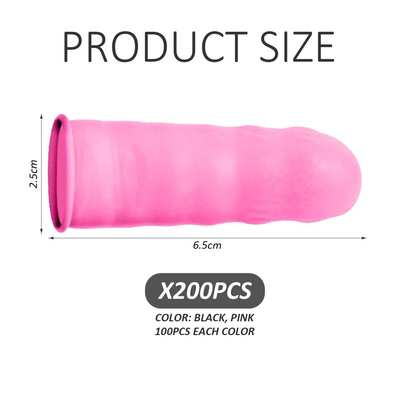 200 Latex Finger Protectors, Thickened Non-Slip Finger Sleeves, Waterproof and