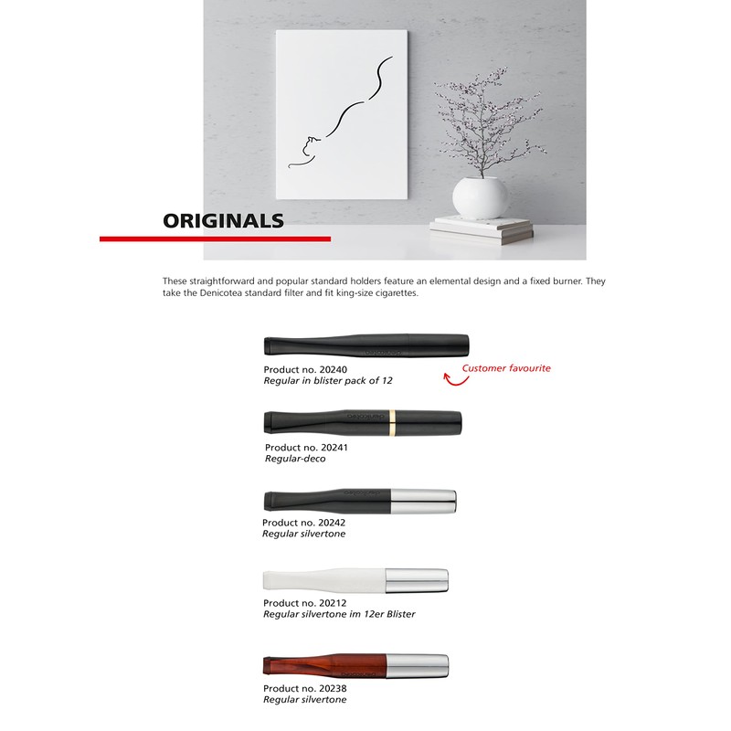 Denicotea 4 x Zigarettenhalter Weiß und Silber Farbe