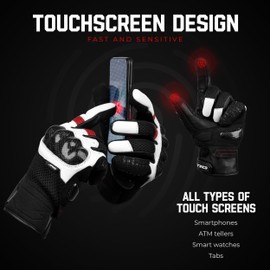 J.A.G. Leather Motorcycle Gloves for Men - Carbon Fiber Knuckle Protection, Motorbike Powersports, Dirt Bike, Touchscreen Gloves for Men and Women, Guantes para Moto.