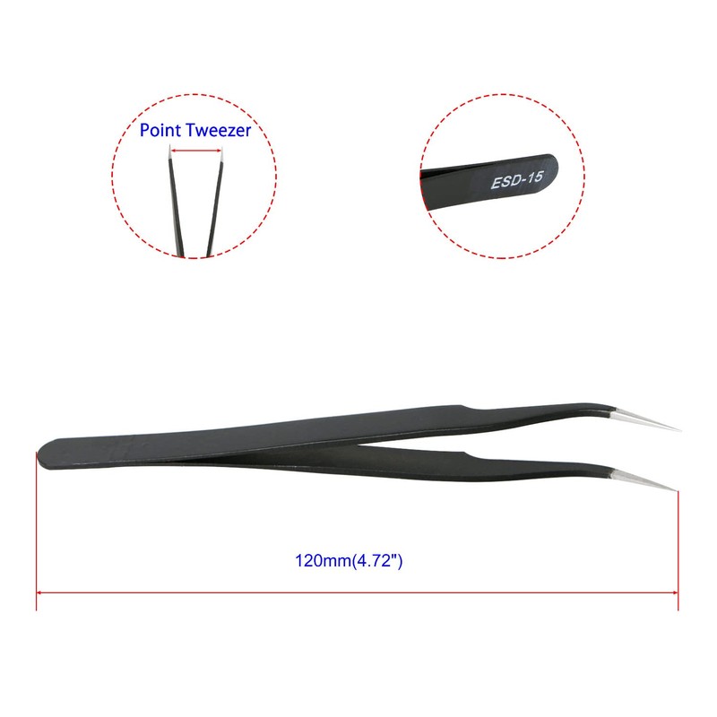 Aopin 4pcs ESD-15 Anti-Static Precision Tweezers, Anti-Static Multi-Function, Suitable for