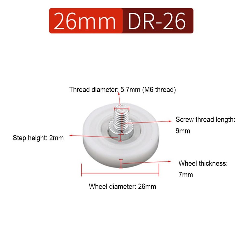 Aoktorkit 10Pcs 26mm Drawer Roller Plastic Pulley Drawer Replacement Wheels