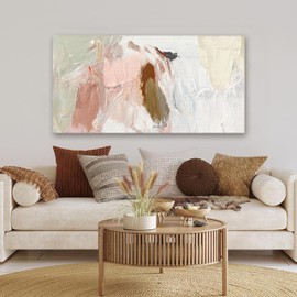 Canvas Wall Art Decor Wall Art Pictures For Living Room Pink and White Wall Art Decor Abstract Art Wall Decoration Abstract Wall Art Prints Art Work for Bedroom Office Kitchen Wall Decor 24" x 48"