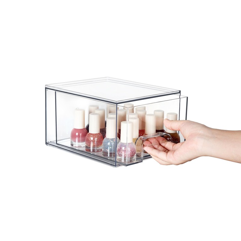 Vtopmart 2 Pack Small Clear Stackable Storage Drawers,Acrylic Bathroom Makeup